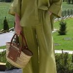 100% Linen Pants Green Photo 0