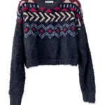 Arizona Jeans Arizona Jean Co Fuzzy Cropped Aztec Fair Isle Nordic Sweater Sz Woodland Camp Photo 0