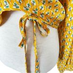 Rhode X Target Dainty Lotus Floral Print Wrap Tie Front Vneck Top Size M Yellow Size M Photo 3