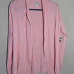 kim rogers  Pink Cable Knit Open Front Cardigan NWT Photo 0