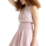 J.Crew ‎ Skirt Women Extra Small Purple Lavender Smocked Waist Linen A Line Mini Photo 0