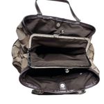 Coach Khaki and Mahogany Stripe Signature Kisslock Carryall Bag F19190 Photo 9