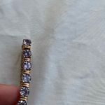 Vintage Designer 925 Sterling Silver Gold Tone Purple Sapphire Tennis Bracelet Photo 8