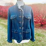 Berek 2 Rhinestone & Cameo Button Jean Jacket By Takako Sakon Size XL Blue Photo 5