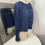Free People Blue Ruffled Olivia lace Blouse Photo 9