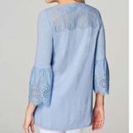 J.Jill  | Medium | Cornflower Blue Eyelet 3/4 Bell Sleeve Tunic Photo 1