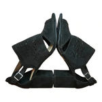 CL by Laundry WOMEN'S JOANNE SUEDE BLACK HEELED FLORAL CUTOUT SANDALS SIZE 8.5 Photo 5