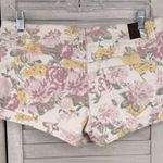 HIGHWAY JEANS Pastel Floral Stretch Denim Folded Hem Jean Shorts White/Multi Photo 1