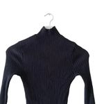 ZARA Black Viscose Mock Neck Knit Ribbed Cropped Long Sleeves Sweater SZ S #1672 Photo 2