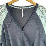 Free People  Auxton Mixed Print Wrap Top Black/Mint Floral Size Medium Photo 5