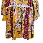 Umgee Tunic Top Womens Blouse Medium Mix Floral Print Boho Gauze Balloon Sleeves Photo 3