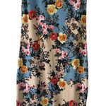 Japanese Women's Size Medium Floral Bodycon Knee Length Dress Blue Photo 0