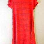 LuLaRoe  Dress Coral Pintuck Short Sleeve Carly Sz M EUC High Low Swing Dress Photo 0