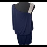 #130 JACKIE JON navy one shoulder cocktail dress Blue Size 12 Photo 1
