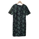 Tory Burch Floral Lace Applique Fishnet Sheath Short Sleeve Dress Navy Green 12 Photo 3