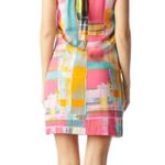 Trina Turk SILK HALTER MULTI COLORED PINK BLUE SHIFT SUN DRESS 6 Photo 2
