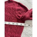 Ann Taylor  Womens Burgundy Red Lace Pullover Sweater Top 3/4 Sleeve Size XS Photo 4