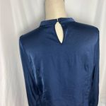 Allegra K Elegant Navy Blue Women's Top party holiday long sleeve peekhole back Large Photo 3