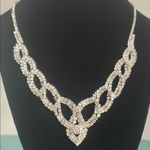 Regal Rhinestone Twisted Chevron Drop Silver Bridal Prom Formal Wear Necklace Photo 0