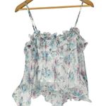 Lush Clothing Lush Pink Blue Floral Ruffle Tank Camisole size Large Cottagecore Spring Photo 6