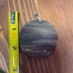 Large Natural Jasper Agate Stone Pendant 18K GP Bail Round Disc Earth Tone Red Photo 3