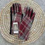 Coco + Carmen NWT  Women’s Touchscreen Compatible Plaid Gloves Fall Winter in Red Photo 0