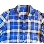 Equipment  Brett 100% silk blue white plaid tunic shirt dress size medium Photo 3