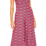 Tularosa X Revolve Embroidered Wide Leg Jumpsuit Red and Pink Patterned Cropped Photo 0