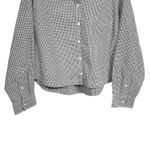 American Eagle Women’s Sz XL Plaid Button Up Shirt Cropped Long Sleeve Gray Photo 2