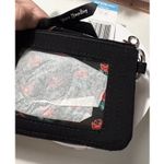 Vera Bradley  Zip ID Lanyard ID Card Holder Wallet Classic Black Microfiber Roses Photo 2