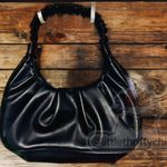 Nine West  Bayfield Black Pleated Hobo Bag Ruched Strap Shoulder Tote Handbag Photo 1