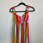 NWT Show Me Your Mumu Fling Midi Dress in getaway stripe. Rainbow colored Red Photo 4