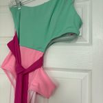 Pink Lily ‎ Green And Pink One Shoulder One Piece Swimsuit Size Medium Photo 4