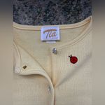 Vintage Tia Designs yellow daisy lady bug appliqué cardigan sweater Size M Photo 10
