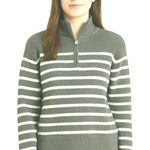 Styles & Co Size Large Polyester Long Sleeves Stripe Sweater Grey Gray Photo 0