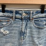 American Eagle  high rise light wash distressed stretch denim mini skirt 2 NWT Photo 5