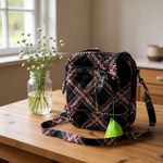 Vera Bradley Mini Hipster Crossbody Bag Minsk Plaid Pockets Quilted Black Red Photo 11