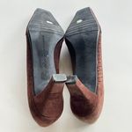 Stuart Weitzman Brown Perforated Suede Square Toe Heeled Pump Size 7M Work Photo 6