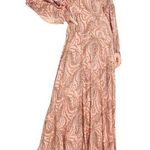 Free People NWT  Mirage Maxi Dress Long Sleeve Flowy Boho Peach Combo Size 2 NEW Photo 7