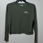 Hollister  Women Green Ribbed Long Sleeve Top Size Small Photo 0