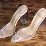 Azalea wang gamma nude PVC heels wedding heels formal wide heels 37 rhin… Size 6 Photo 3