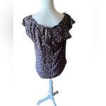 LC Lauren Conrad Lauren Conrad Polka Dot Tie Back Blouse Women's S Gray Pink Cap Sleeve Photo 2