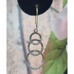 VTG Sterling Silver 925 & Gold Vermeil 3 Rings Dangle Hoop Earrings Mom Jordan Photo 4