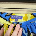 Vivienne Tam Women's  Blue Yellow Tan Floral Knee Length Skirt Sz 12 Unlined Y2K Photo 2