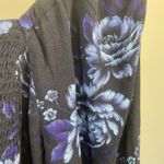 Old Navy Womens M Puff Sleeve Smock Long Sleeve Blouse Navy Blue Floral Cottage Photo 5