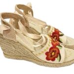 Montego Bay Club Vintage 90s/Y2K  Floral Embroidered Canvas/Hemp Wedges Size 6.5 Photo 3