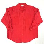 VTG 90s Croquet Club 100% Silk Red Button Up Blouse Sz M Retro Closet Staple Size M Photo 0