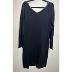 Ralph Lauren Silk Blend Sweater Dress V-neck Front/Back Navy W/ White Trim Large Photo 1