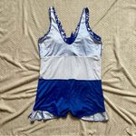 Women’s Blue Floral Swim Dress, One Piece Swimsuit, Plus Size Bathing Suit Photo 9