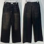 We The Free Free People Palmer Cuffed Wide Leg Jeans Chalkboard Distressed Grunge Size 28 Photo 3